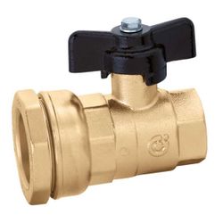 Vlinderkraan recht met volle doorlaat, 25mm x 1/2" knel-F, PN16, voor PE-buizen, Caleffi DECA 871